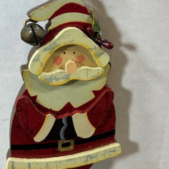 Wooden Christmas Santa Holiday Hanging Tree Ornament 5.5" - Picture 3 of 9